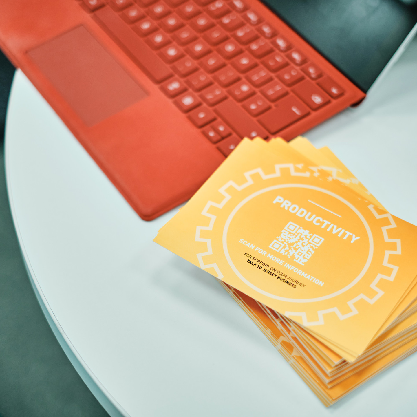 Productivity workshop business card stack