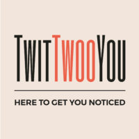 Twittwooyou logo with tagline Here to get you noticed